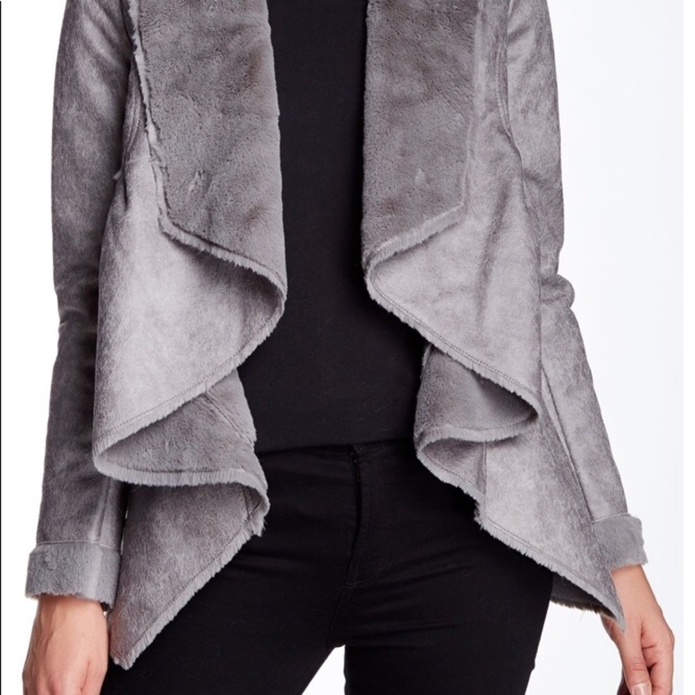 BNCI by Blanc Noir drape suede/shearling coat: SO WARM, SOFT, and COZY